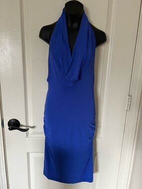 NWT Bebe Lolita Halter Dress Sapphire Blue (Size S)